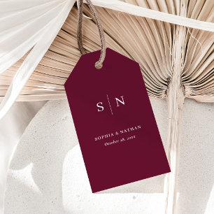 Minimal and Chic Burgundy Red Wedding Gift Tags