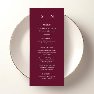 Minimal and Chic Burgundy Red Wedding Menu