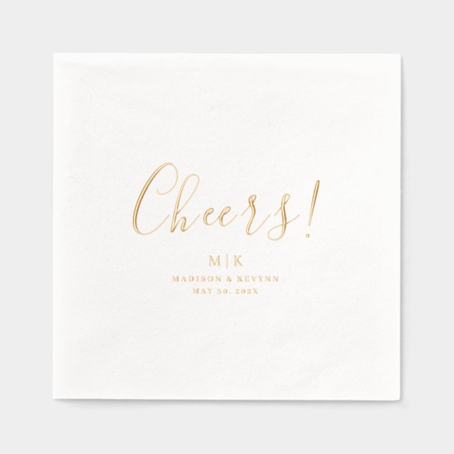 Minimal and Chic |  Cheers Wedding Foil Napkins (Front)