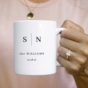 Minimal and Chic Couples Monogram Wedding Date Coffee Mug