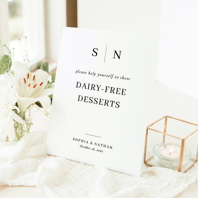 Minimal and Chic | Dairy-Free Desserts Wedding Pedestal Sign (Creator Uploaded)