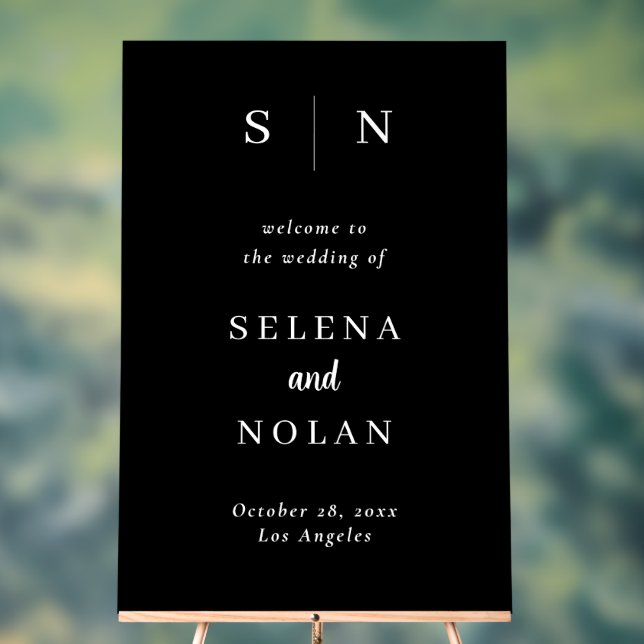 Minimal and Chic | Dark Black Wedding Seating Char Acrylic Sign (Neutral)