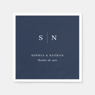 Minimal and Chic   Dark Navy Blue Wedding Napkin