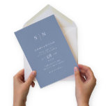 Minimal and Chic | Dusty Blue and White Wedding Invitation<br><div class="desc">These elegant,  modern wedding invitations feature a simple dusty blue and white text design that exudes minimalist style. Add your initials or monogram to make them completely your own.</div>