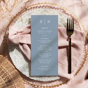 Minimal and Chic Dusty Blue and White Wedding Menu