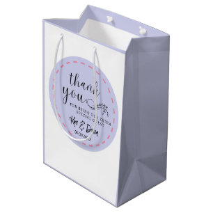 Minimal and Chic Dusty Blue Thank You Add Name Medium Gift Bag