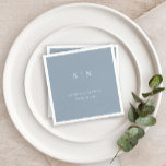 Minimal and Chic | Dusty Blue Wedding Napkin<br><div class="desc">These elegant,  modern wedding or bridal shower napkins feature a simple white text design on a dusty blue background that exudes minimalist style. Add your initials or monogram to make them completely your own.</div>