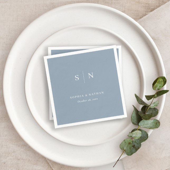 Minimal and Chic | Dusty Blue Wedding Napkin (Creator Uploaded)