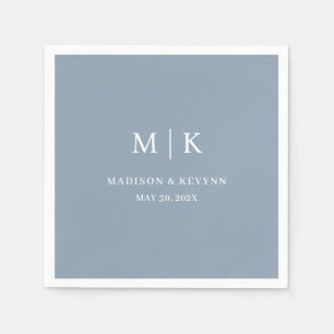 Minimal and Chic Dusty Blue   Wedding Napkins