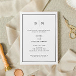 Minimal and Chic | Elegant Post-Wedding Brunch Invitation<br><div class="desc">These elegant,  modern post wedding brunch invitations feature a simple black and white minimalist text design,  with a classic frame at the border. Add your initials or monogram to make them completely your own.</div>