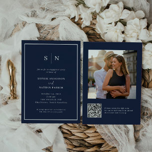 Minimal and Chic   Engagement Party QR Code Photo Invitation