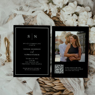 Minimal and Chic   Engagement Party QR Code Photo Invitation