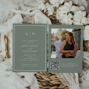 Minimal and Chic Engagement Party QR Code Photo Invitation