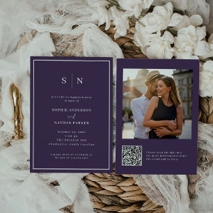 Minimal and Chic   Engagement Party QR Code Photo Invitation