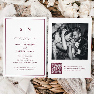 Minimal and Chic Engagement Party QR Code Photo Invitation