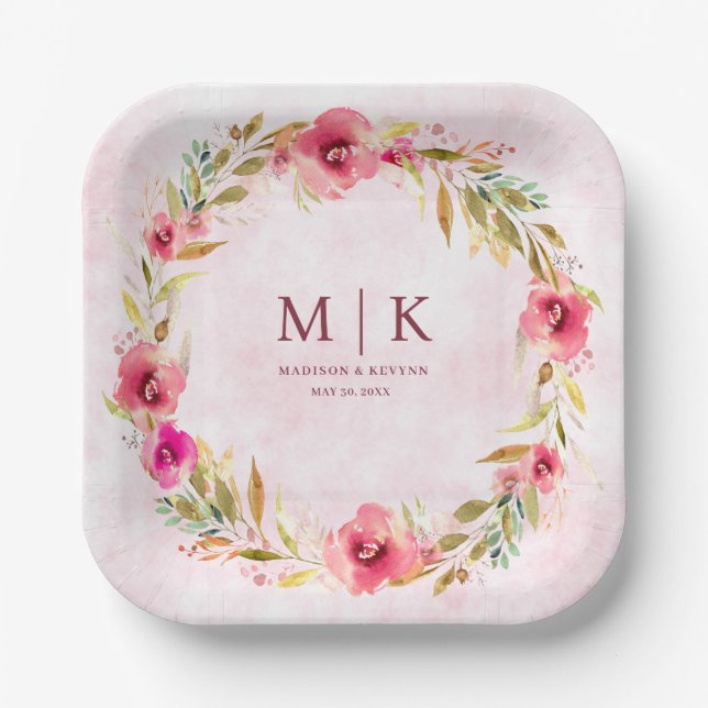 Minimal and Chic Floral | Wedding  Paper Plate (Front)