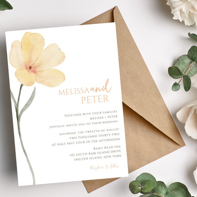 Minimal and Chic Floral Wildflower Wedding Invitation (Creator Uploaded)