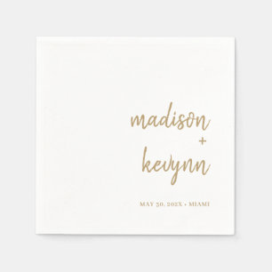 Minimal and Chic   Gold and White Wedding Napkins