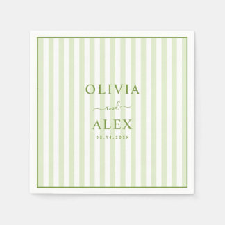 Minimal and Chic Green Personalised Wedding Napkin
