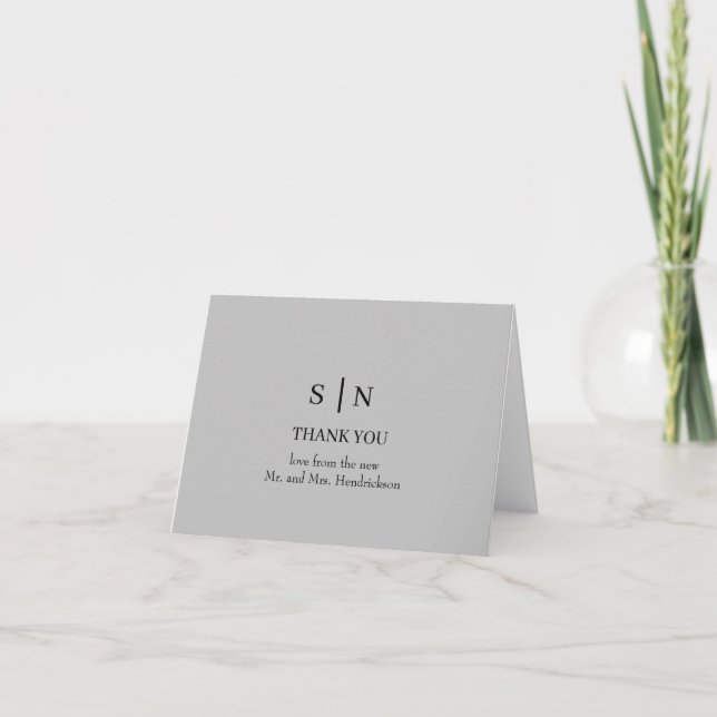 Minimal and Chic | Grey Wedding  Thank You Card (Front)