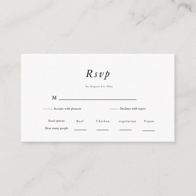 Minimal and Chic | Navy and White Wedding RSVP  Enclosure Card (Front)
