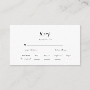 Minimal and Chic Navy and White Wedding RSVP Enclosure Card