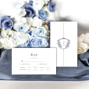 Minimal and Chic Navy and White Wedding RSVP Enclosure Card