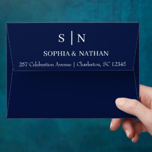 Minimal and Chic Navy Blue Wedding Envelope