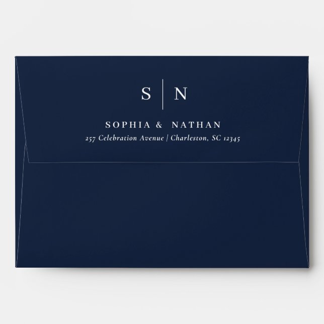 Minimal and Chic | Navy Blue Wedding Envelope (Back (Top Flap))