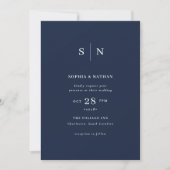 Minimal and Chic | Navy Blue Wedding Invitation (Front)