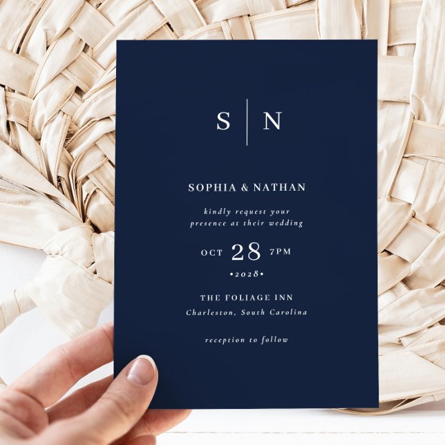 Minimal and Chic | Navy Blue Wedding Invitation