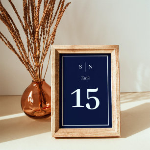 Minimal and Chic Navy Blue with Border Wedding Table Number