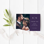Minimal and Chic | Photo Wedding BUDGET Thank You<br><div class="desc">These elegant,  modern wedding thank you budget cards feature a simple colourful purple and white text design that exudes minimalist style,  with two of your favourite personal wedding photos. Add your initials or monogram to make them completely your own.</div>
