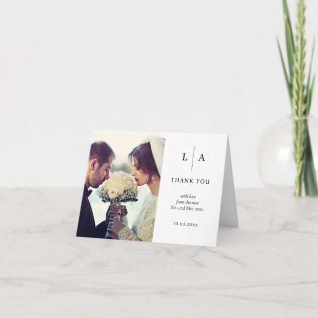 Minimal and Chic Photo Wedding Elegant Modern Thank You Card (Front)