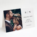 Minimal and Chic | Photo Wedding Thank You Card<br><div class="desc">These elegant,  modern wedding thank you folded cards feature a simple black and white text design that exudes minimalist style,  with your favourite personal wedding photo. Add your initials or monogram to make them completely your own.</div>