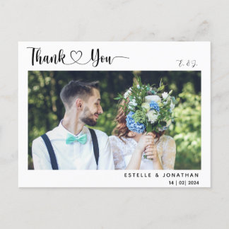 Minimal and Chic | Photo Wedding Thank You Holiday Postcard