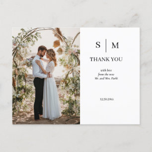 Minimal and Chic   Photo Wedding Thank You  Postcard