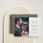 Minimal and Chic | Photo Wedding Thank You Postcard<br><div class="desc">These elegant,  modern wedding thank you postcards feature a simple black and white text design that exudes minimalist style,  with your favourite personal wedding photo. Add your initials or monogram to make them completely your own.</div>