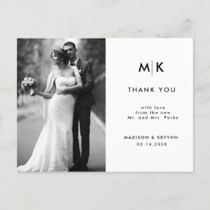 Minimal and Chic Photo Wedding Thank You Postcard