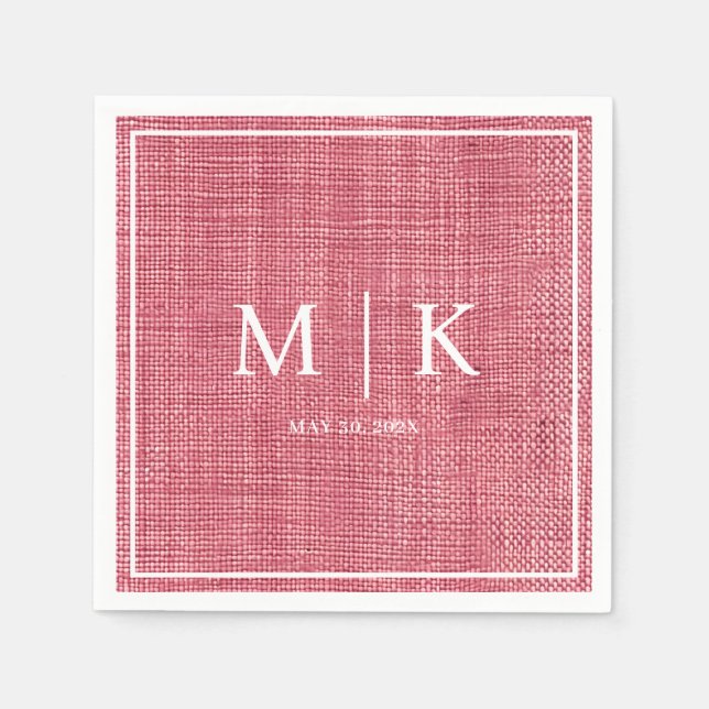 Minimal and Chic | Pink Denim Fabric Wedding  Napkin (Front)