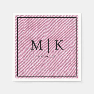 Minimal and Chic   Pink Denim Fabric Wedding  Napkin