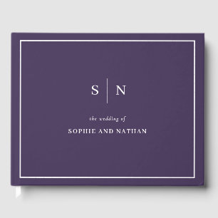 Minimal and Chic   Purple and White Border Wedding Guest Book