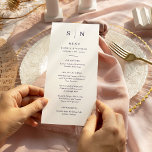 Minimal and Chic | Purple and White Wedding Menu<br><div class="desc">These elegant,  modern wedding menu cards or rehearsal dinner menu cards feature a simple dark purple and white text design that exudes minimalist style. Add your initials or monogram to make them completely your own.</div>