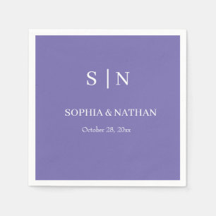 Minimal and Chic Purple and White Wedding Napkin