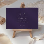 Minimal and Chic | Purple and White Wedding Thank You Card<br><div class="desc">These elegant,  modern wedding thank you cards feature a simple dark purple and white text design that exudes minimalist style. Add your initials or monogram to make them completely your own.</div>