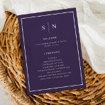Minimal and Chic Purple | Elegant Border Wedding Programme<br><div class="desc">These elegant,  modern wedding programs feature a colourful purple and white minimalist text design,  with a classic frame at the border. Add your initials or monogram to make them completely your own.</div>