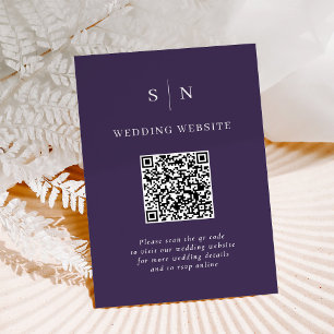 Minimal and Chic   Purple QR Code Wedding Enclosure Card