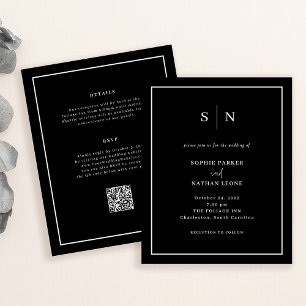 Minimal and Chic QR Code Budget Wedding Invitation