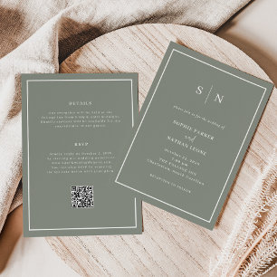 Minimal and Chic Sage Green   All in One Wedding Invitation