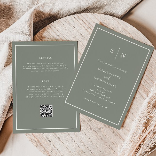 Minimal and Chic Sage Green | All in One Wedding Invitation (Creator Uploaded)